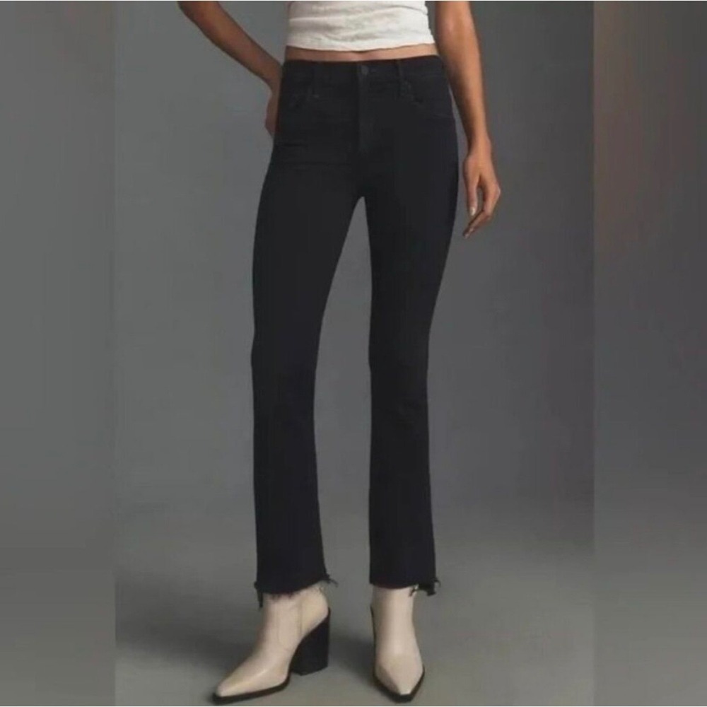 Mother The‎ Insider Crop Step Fray Jeans Night In Venice Black Size 25 High Rise